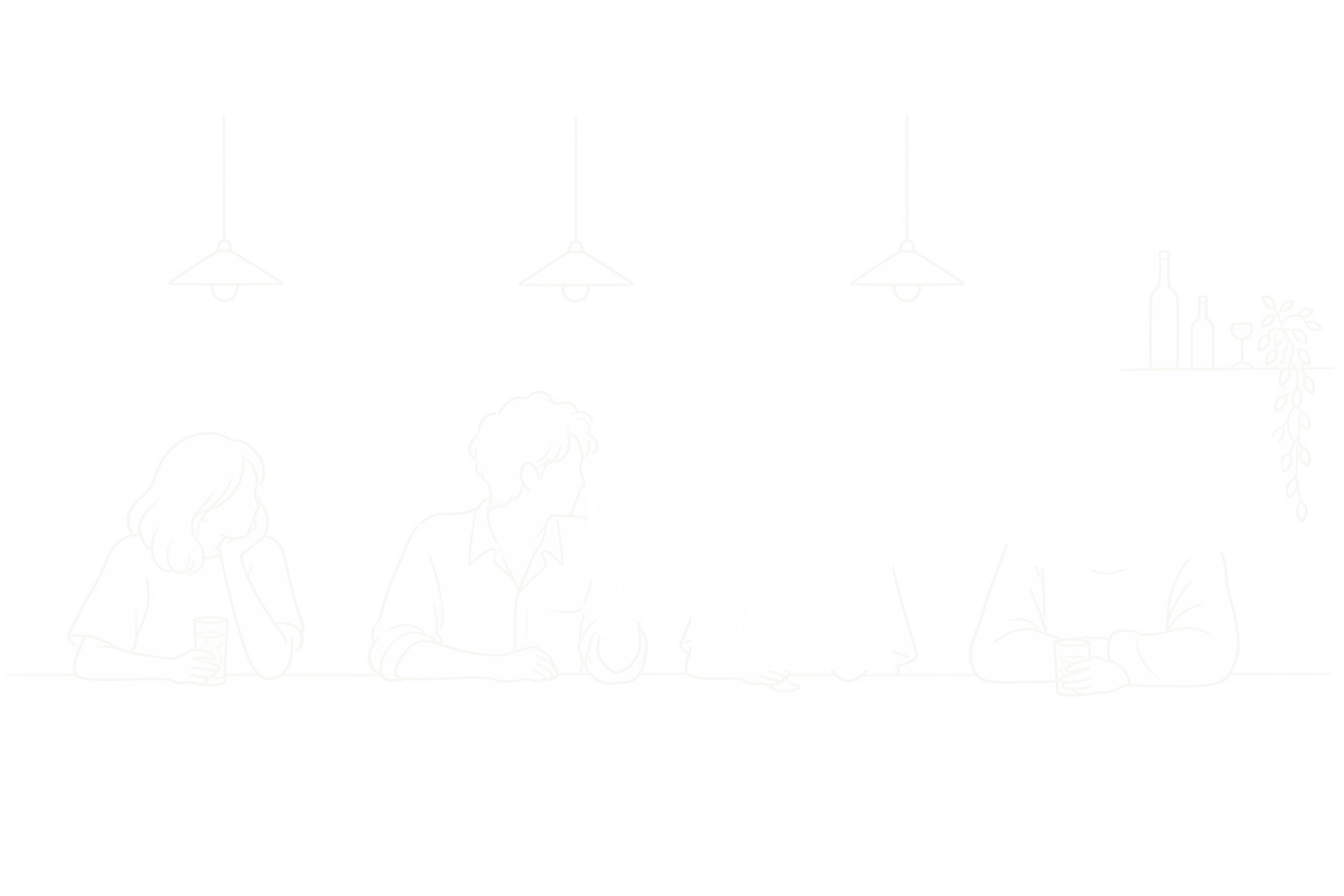 カウンターで語らう人々